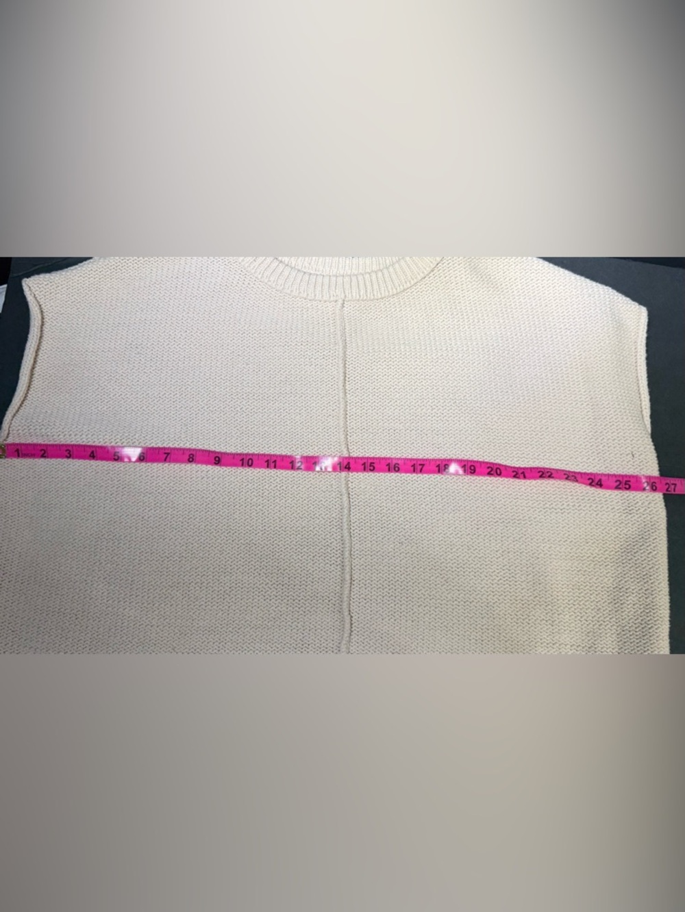 Boho Knit Boxy Lagenlook sleeveless cotton blend cream Sweater Vest sz XL - Picture 3 of 7